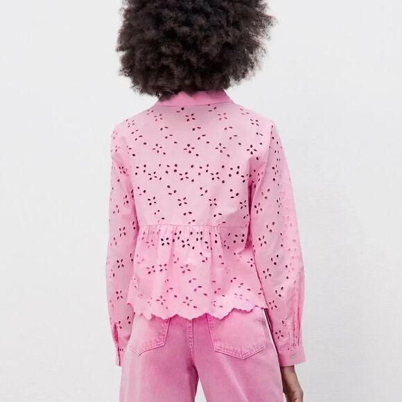 ZARA OPENWORK EMBROIDERY SHIRT - Picture 8 of 12